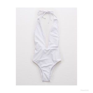 Aerie Lace Trim One Piece Swim Suit